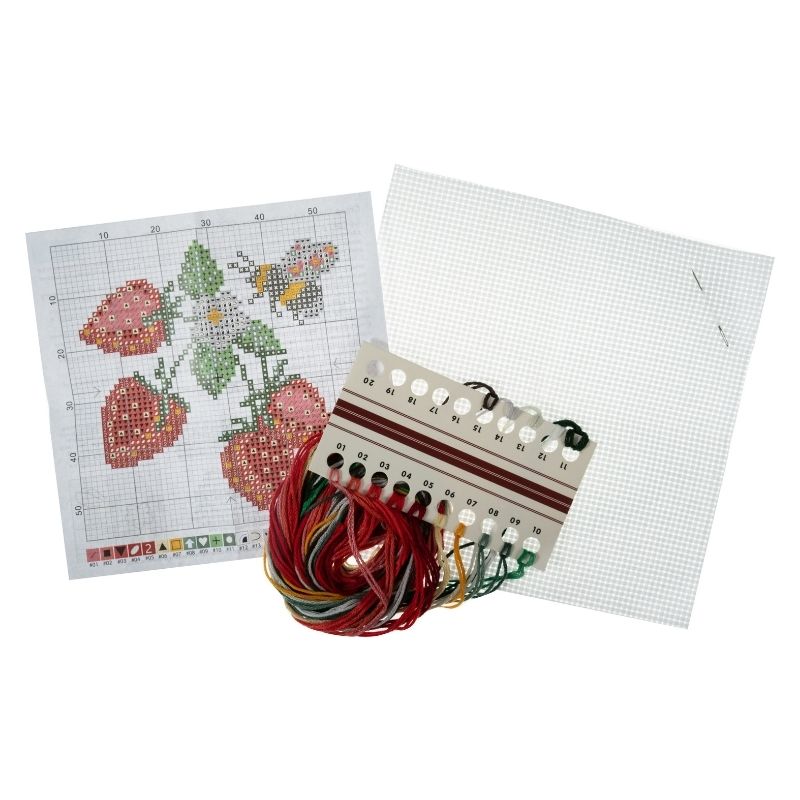 Cross Stitch Kit - Bee Strawberries